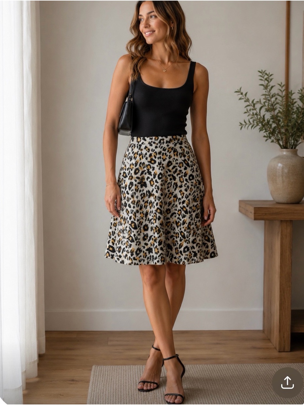 & Other Stories Leopard Print Skirt - Cream, Black & Brown